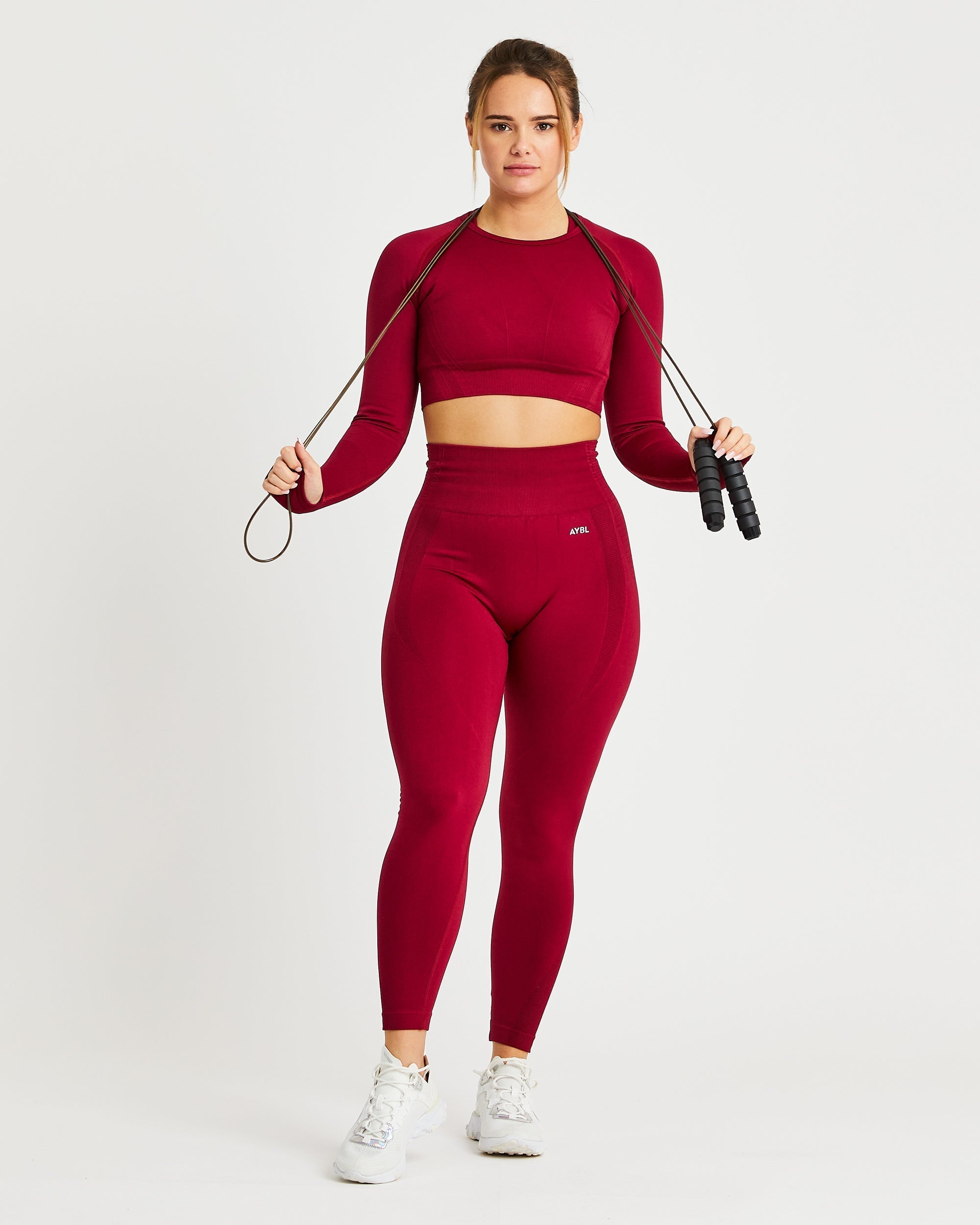 Balance V2 Seamless Long Sleeve Crop Top - Rumba Red