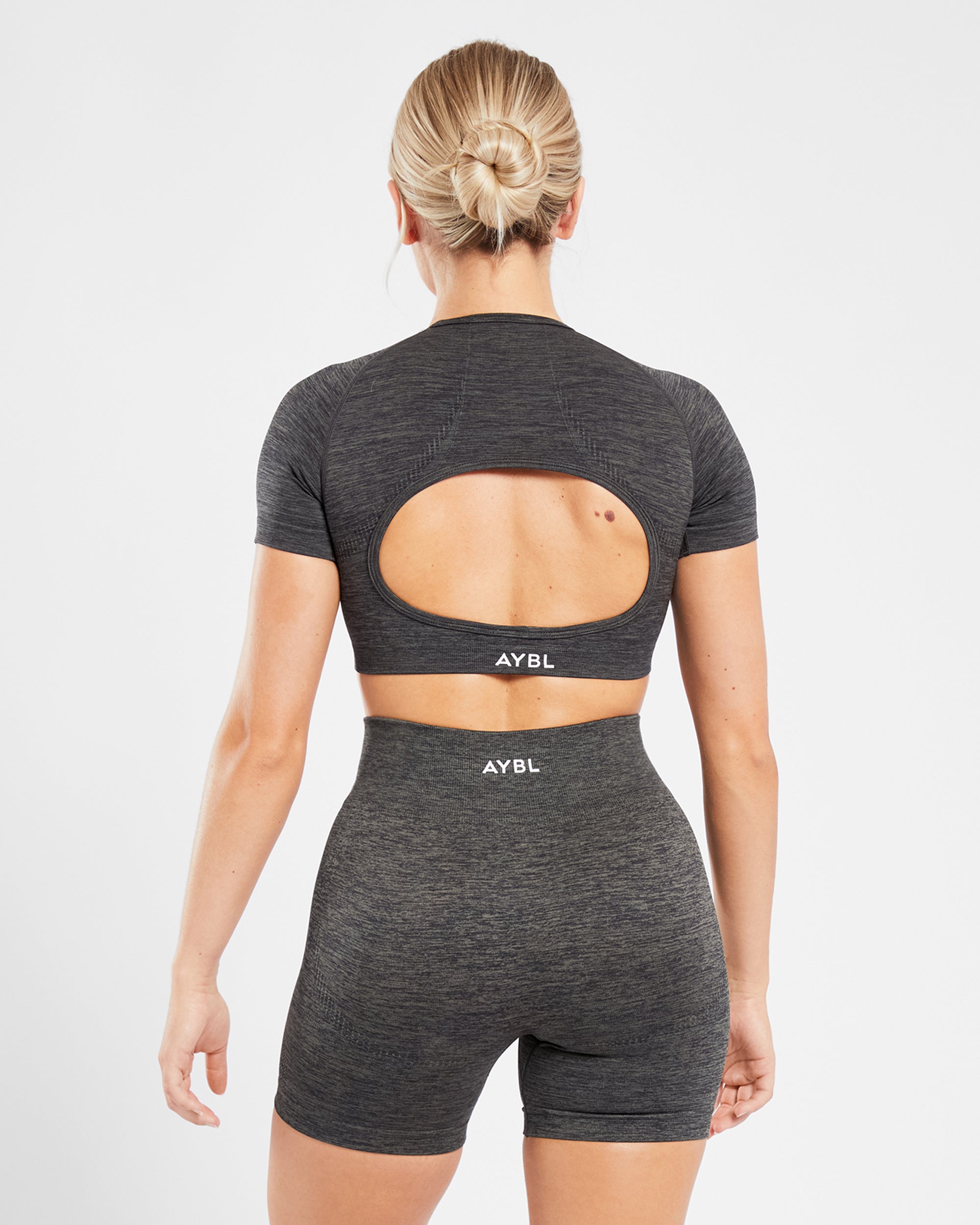 Revive Seamless Crop Top - Black Marl