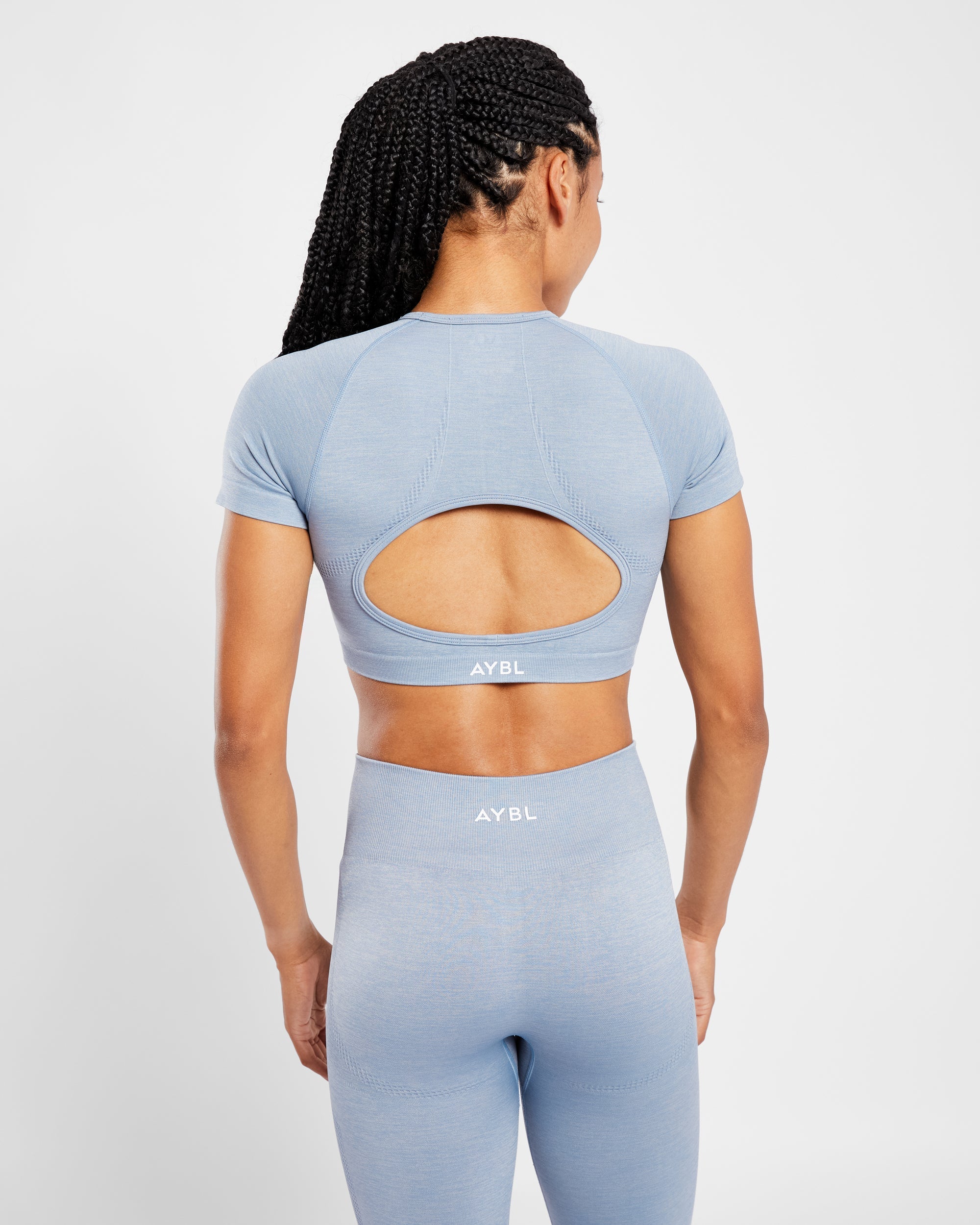 Revive Seamless Crop Top - Mineral Blue Marl