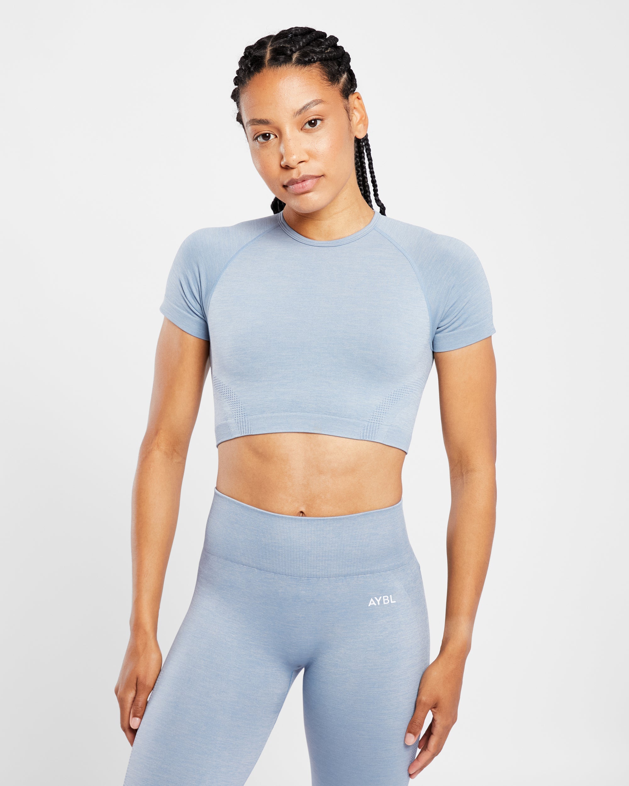 Revive Seamless Crop Top - Mineral Blue Marl