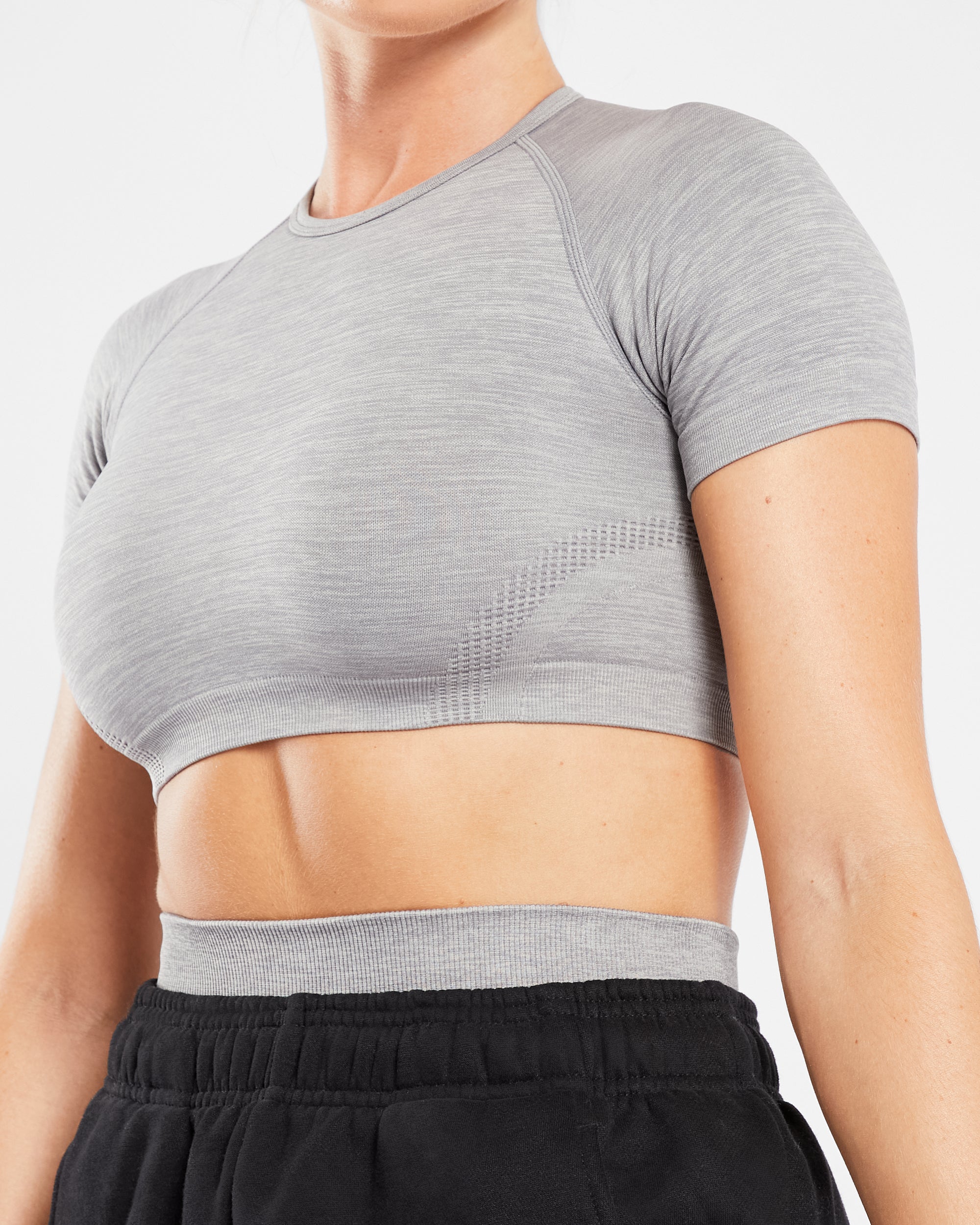 Revive Seamless Crop Top - Grey Marl