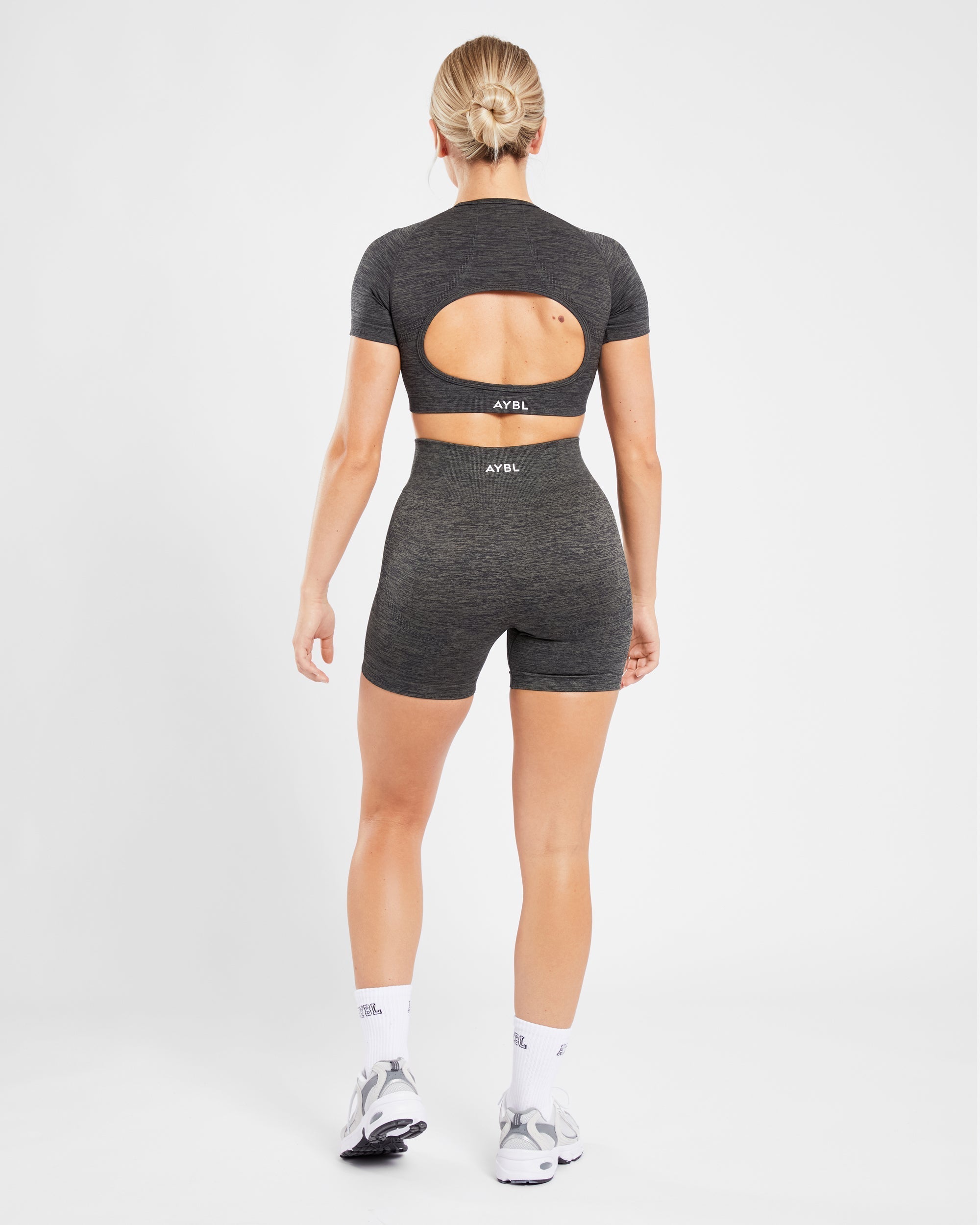 Revive Seamless Crop Top - Black Marl