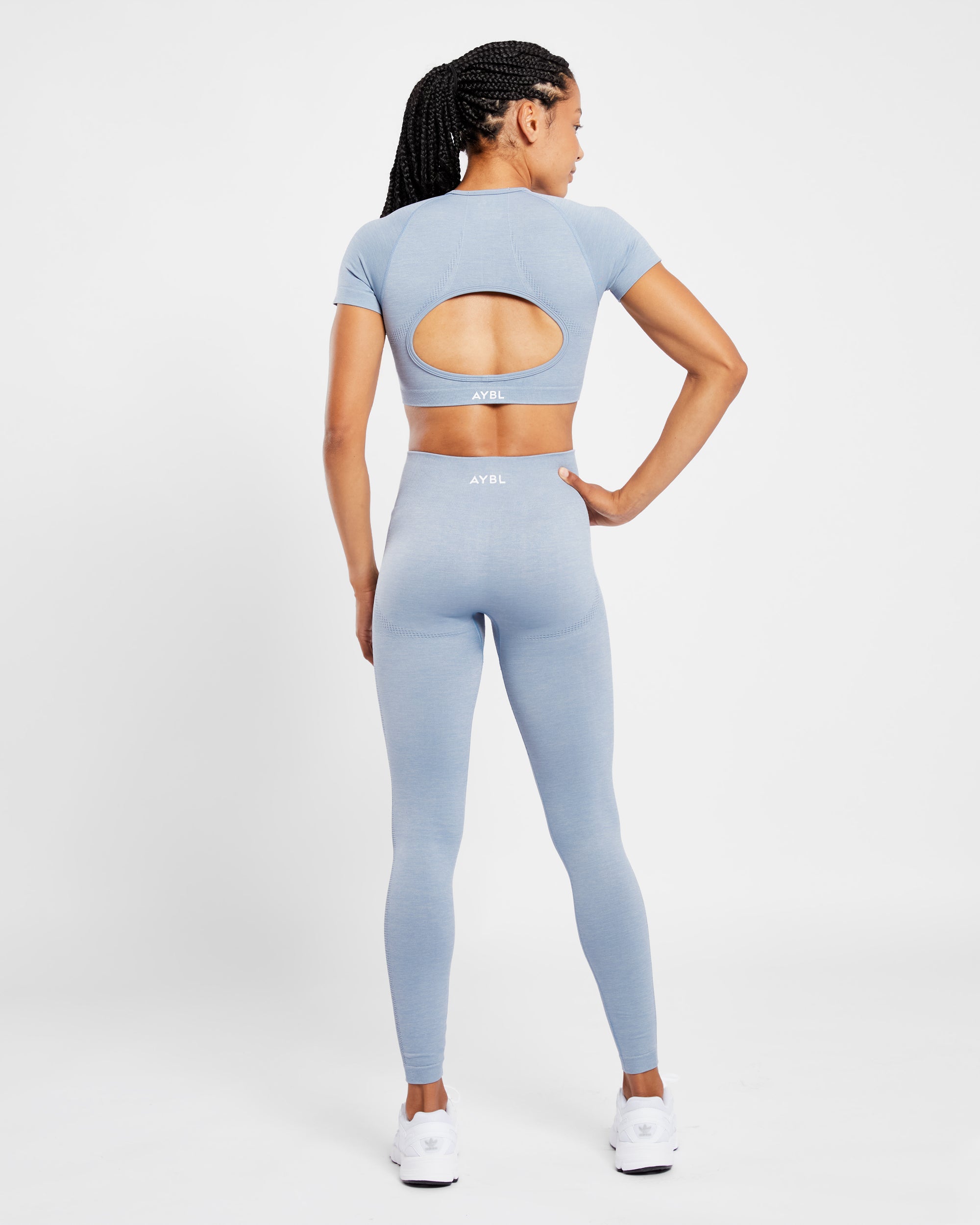 Revive Seamless Crop Top - Mineral Blue Marl