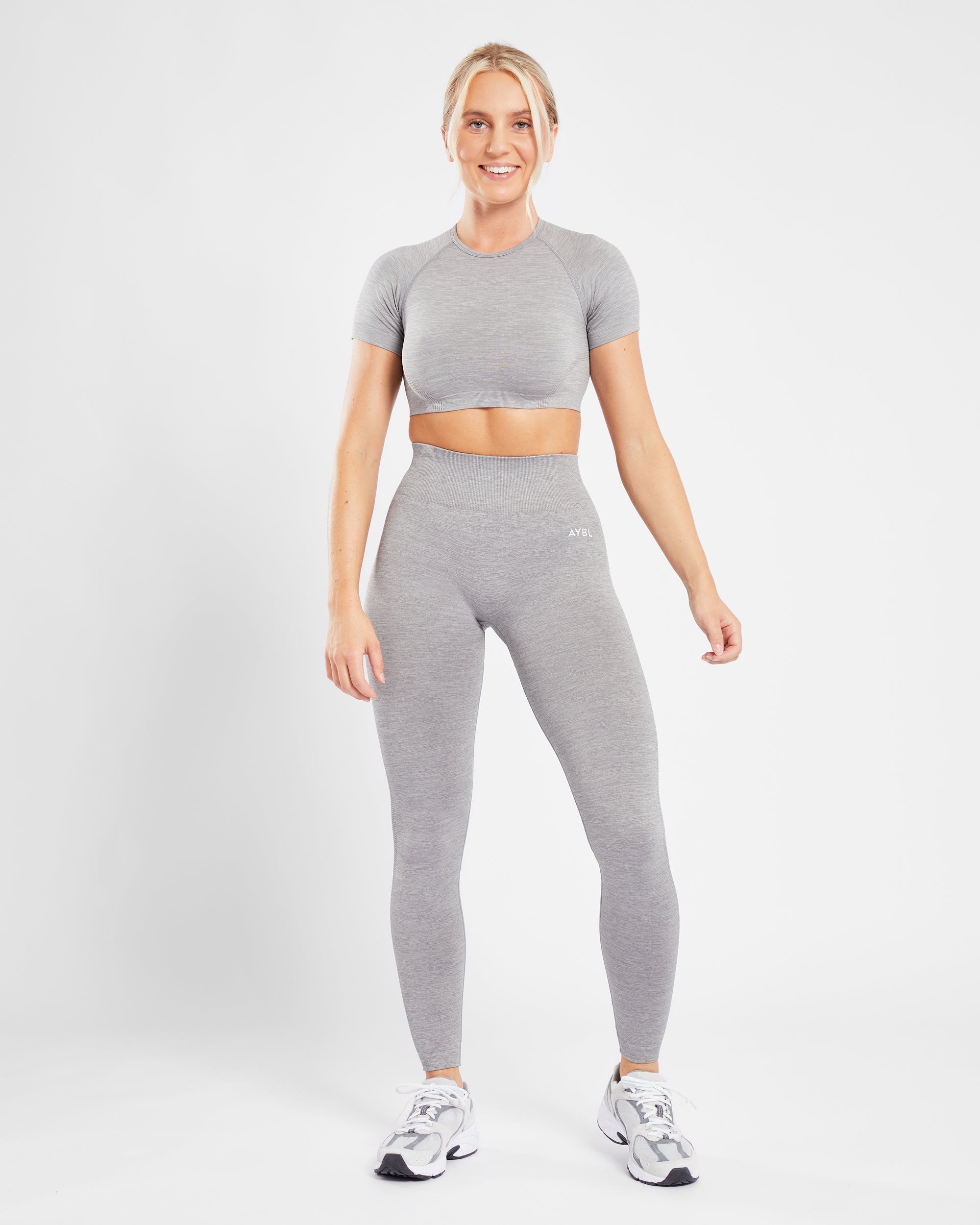 Revive Seamless Crop Top - Grey Marl