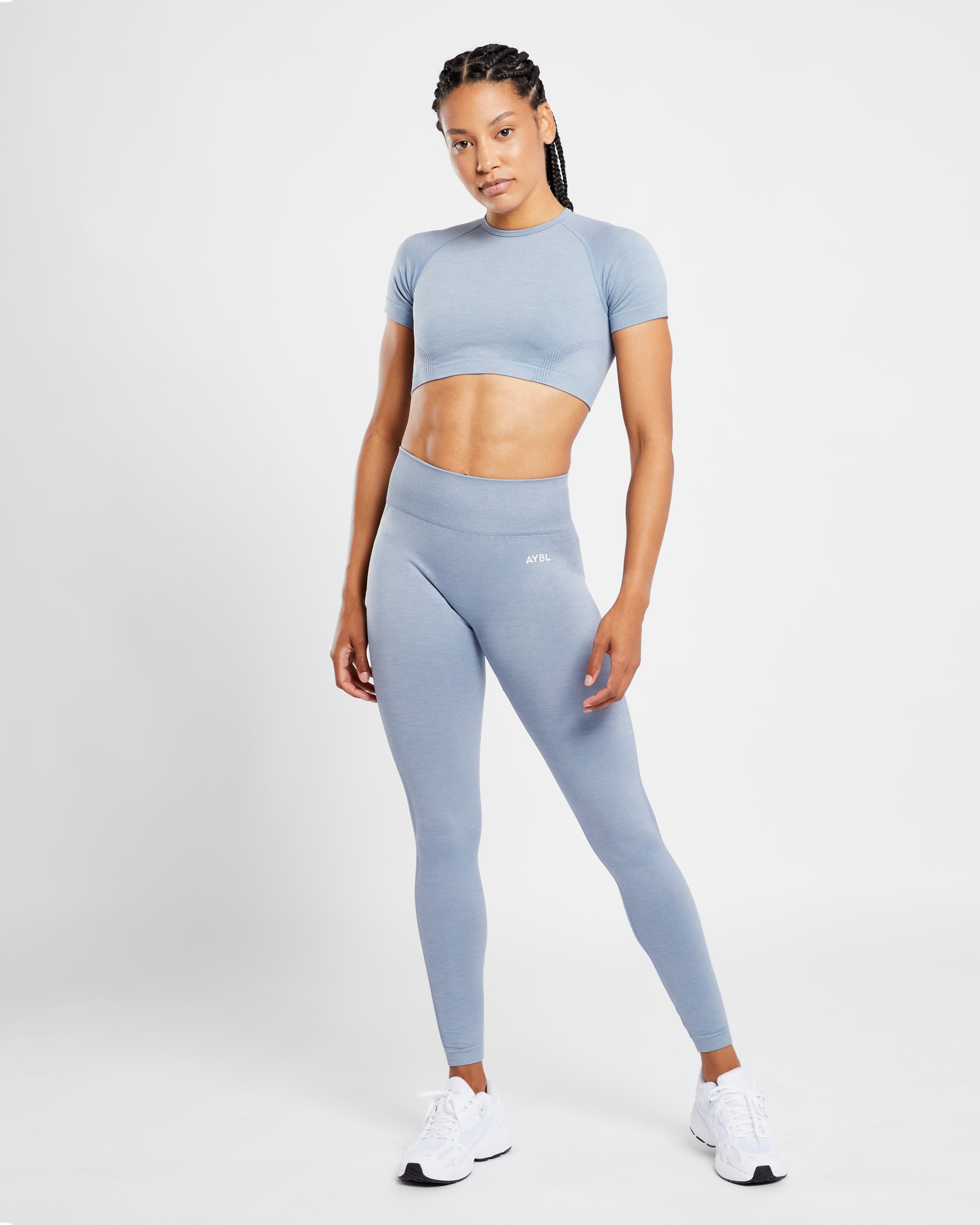 Revive Seamless Crop Top - Mineral Blue Marl