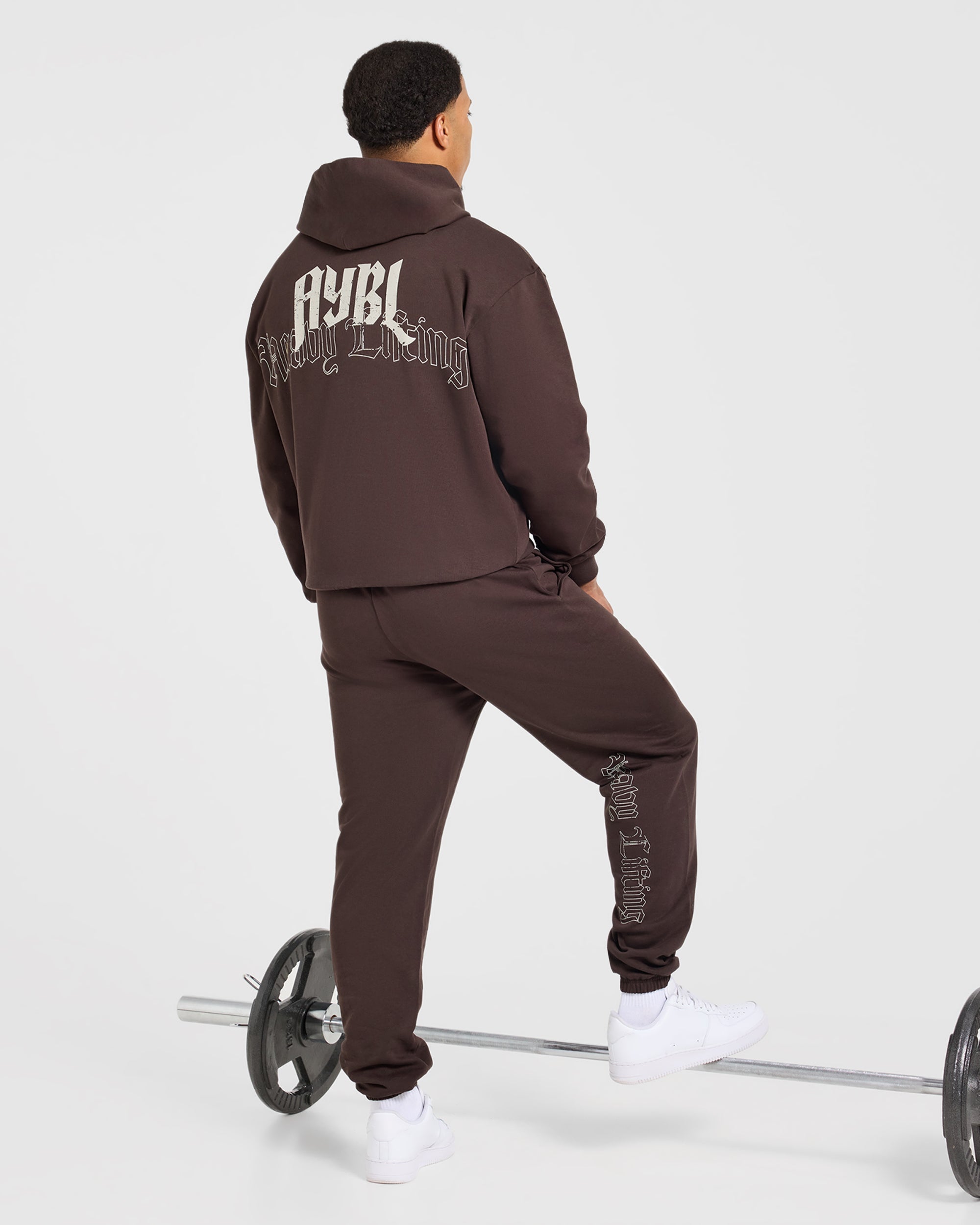 Heavy Lifting Gothic Oversized Joggers - Brown/Cream