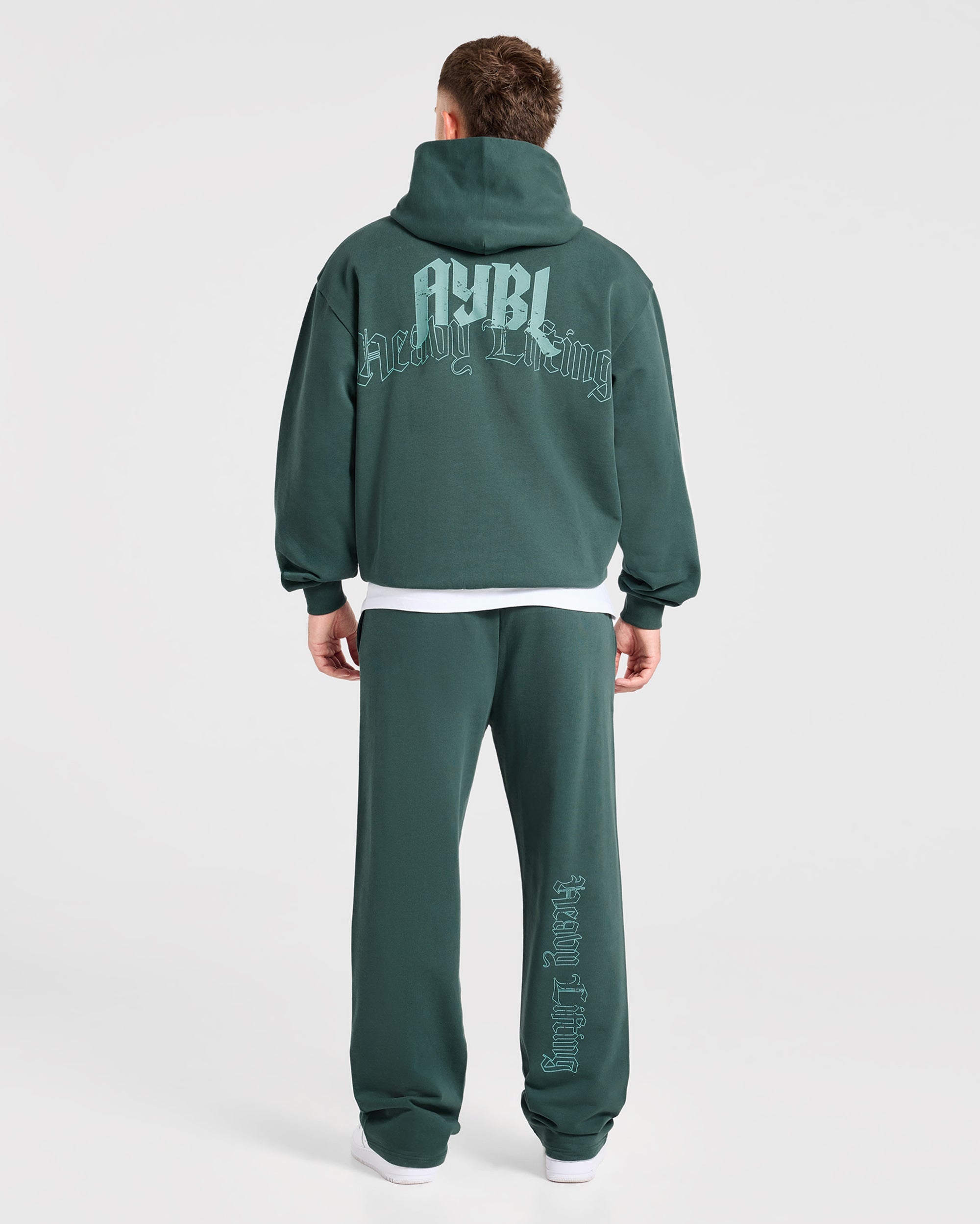 Heavy Lifting Gothic Oversized Straight Leg Joggers - Midnight Teal