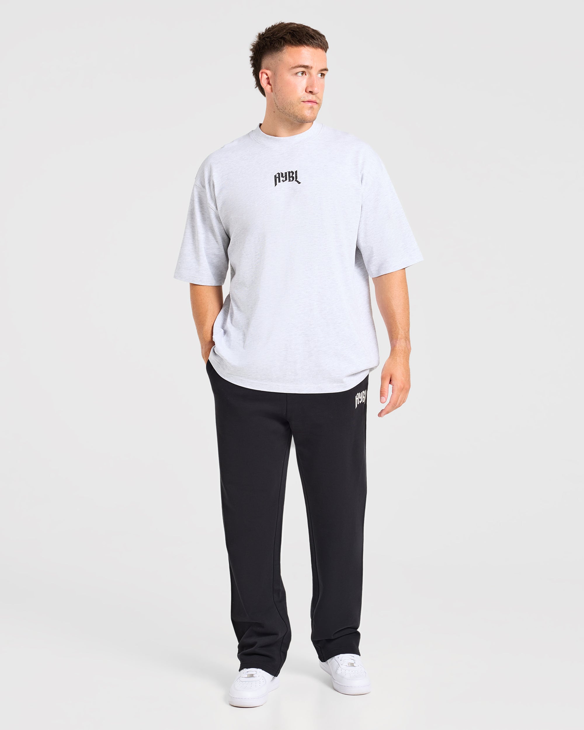 Heavy Lifting Gothic Oversized Straight Leg Joggers - Black/White