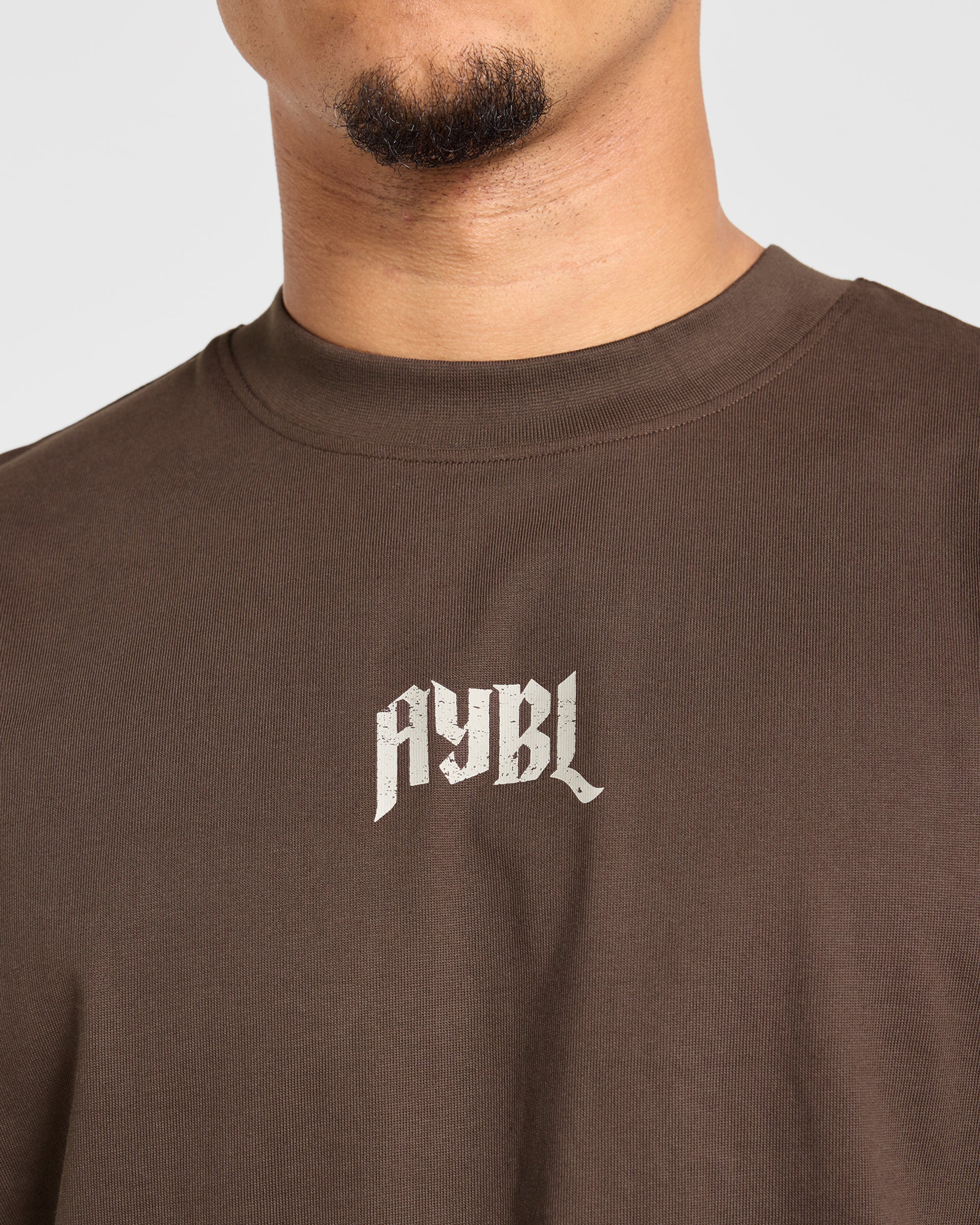 Heavy Lifting Gothic Oversized T Shirt - Brown/Cream