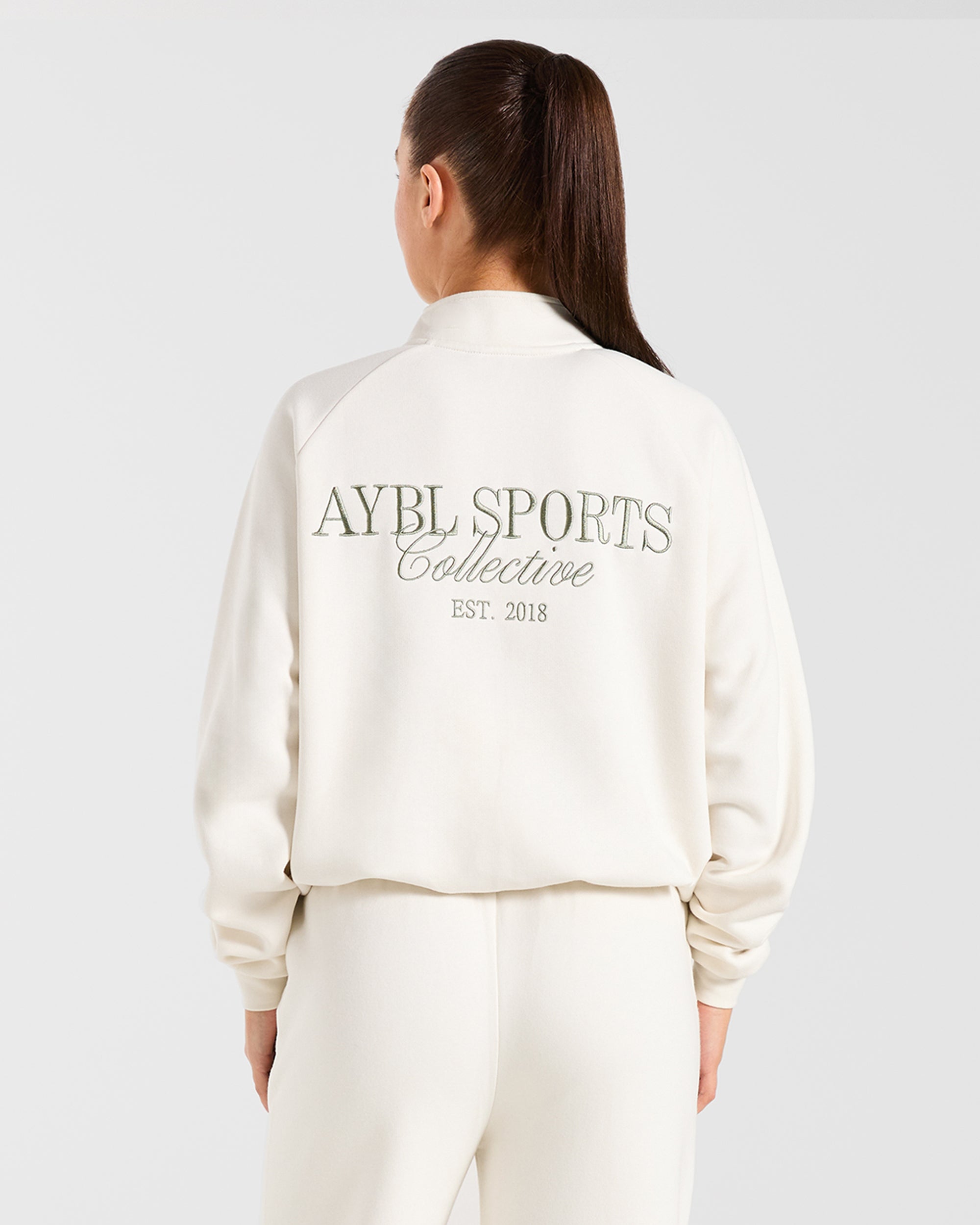 Sports Collective Oversized 1/4 Zip Pullover - Off White/Green