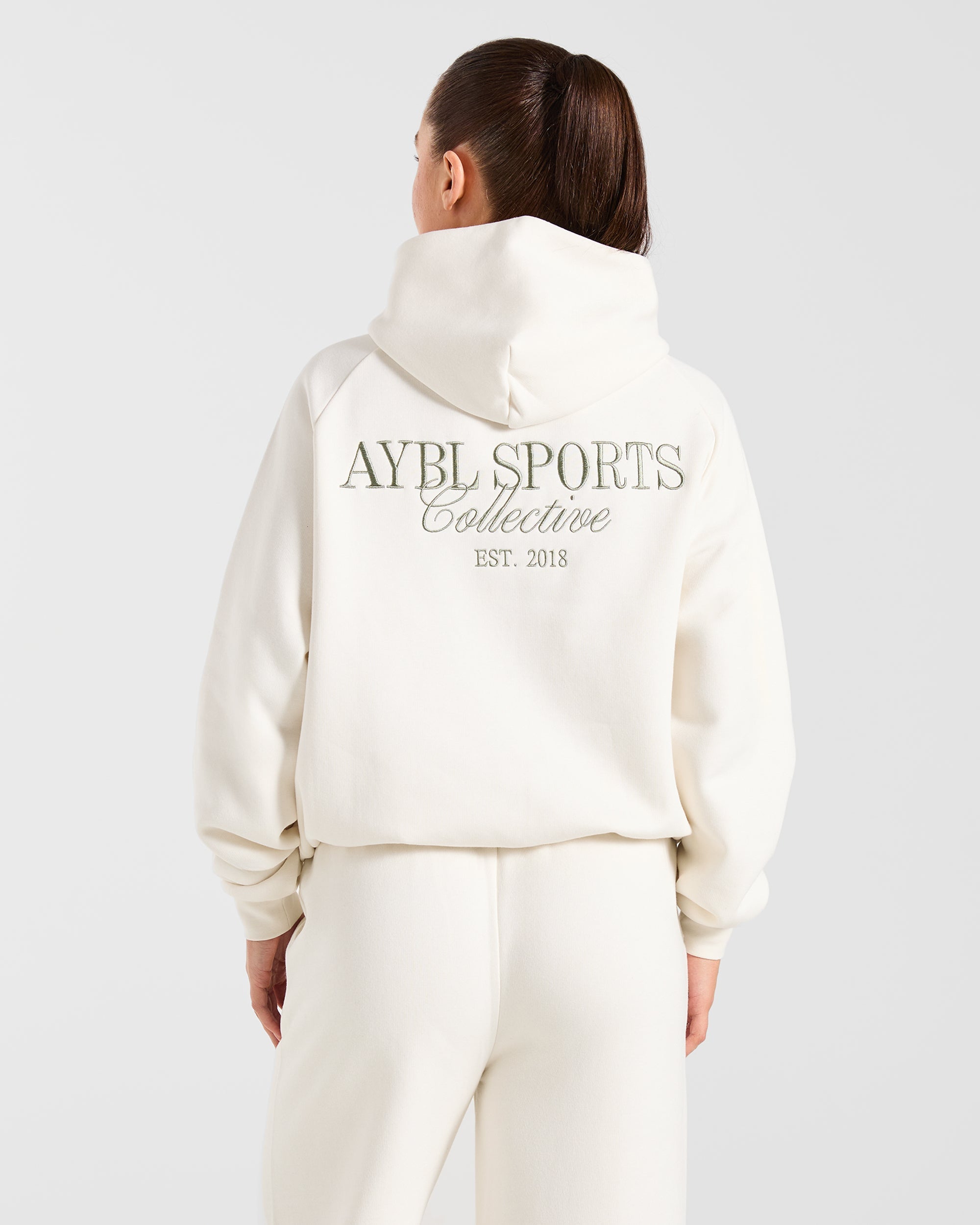Sports Collective Oversized Hoodie - Off White/Green