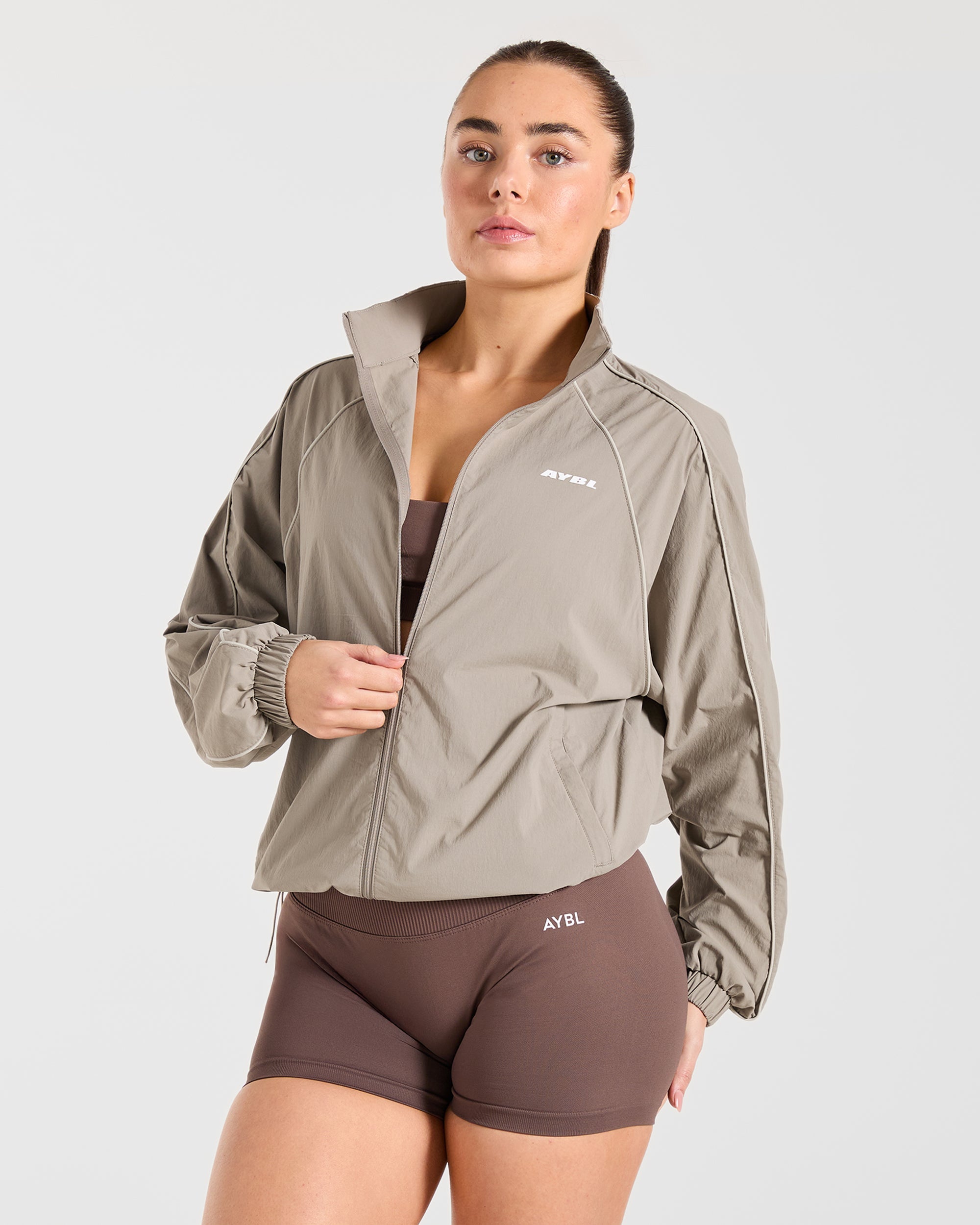 Retro Track Jacket - Taupe