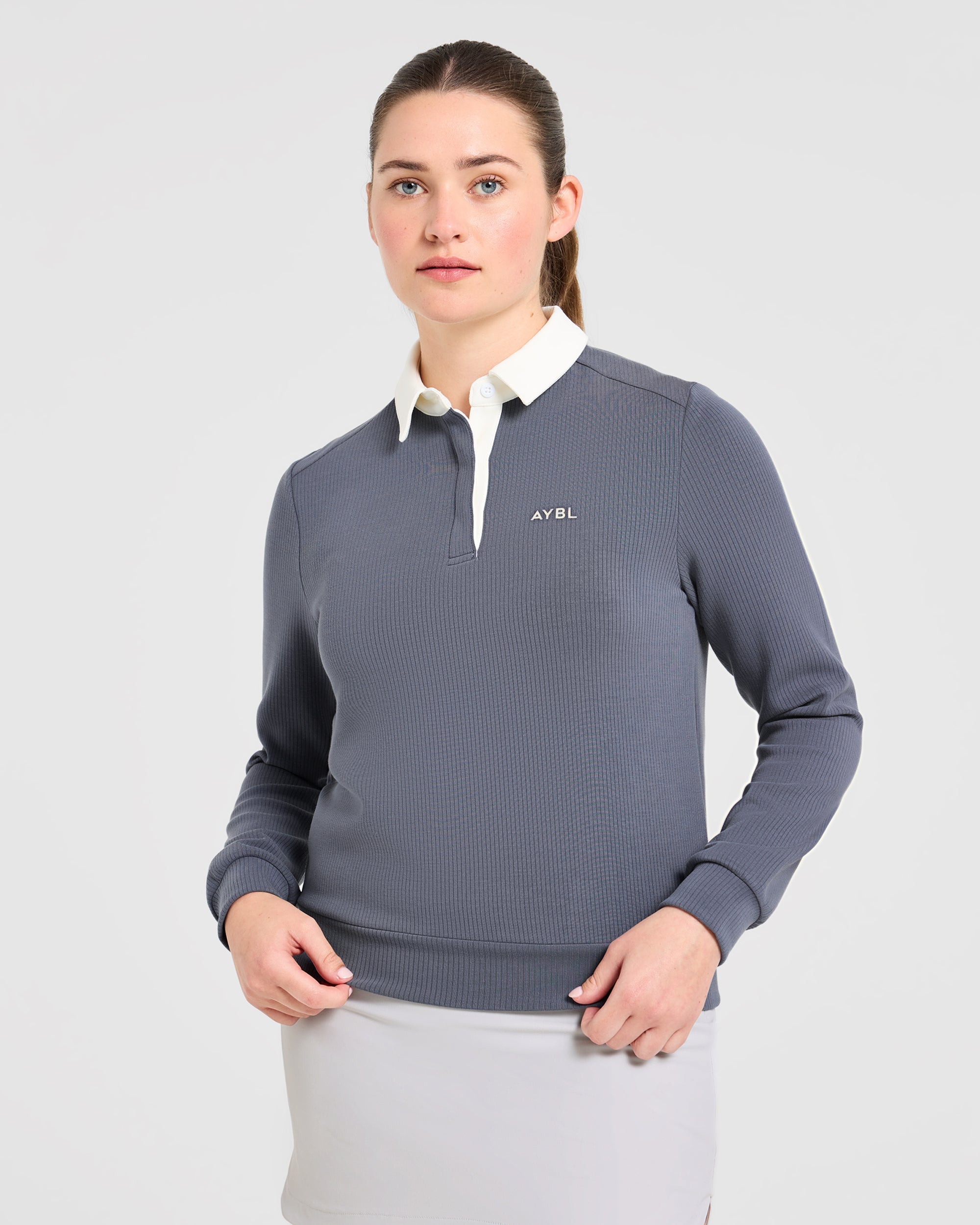 Signature Long Sleeve Polo - Steel Blue