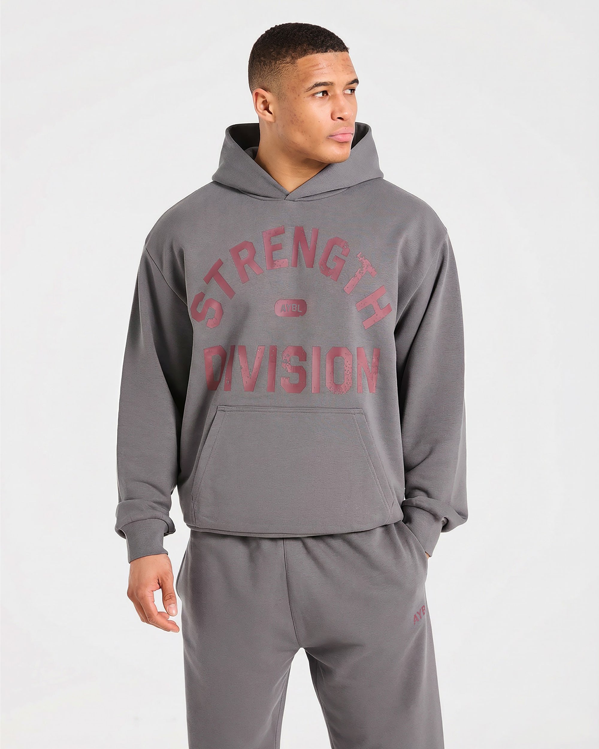 Strength Division Oversized Hoodie - Charcoal/Red