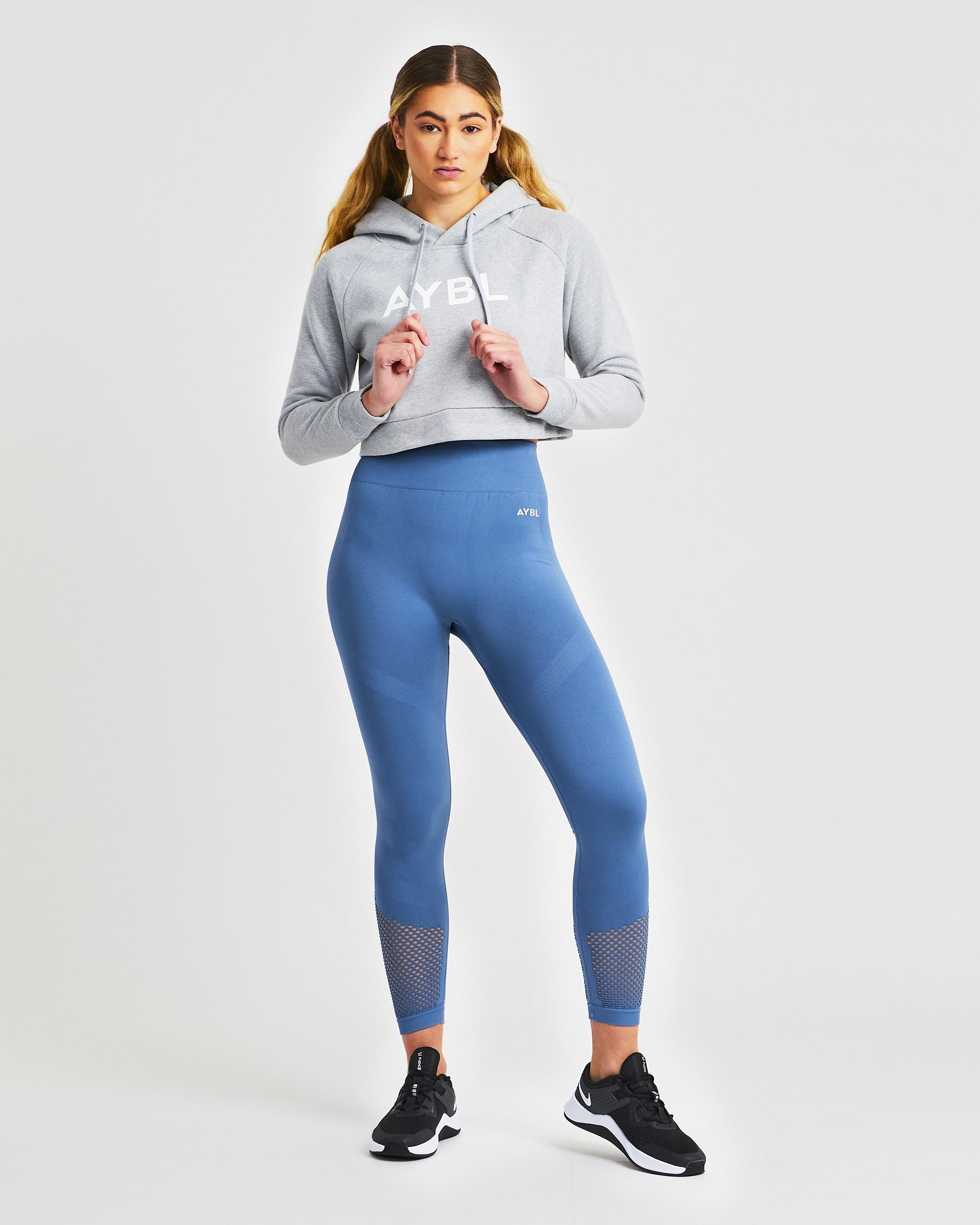 Staple Crop Hoodie - Light Grey