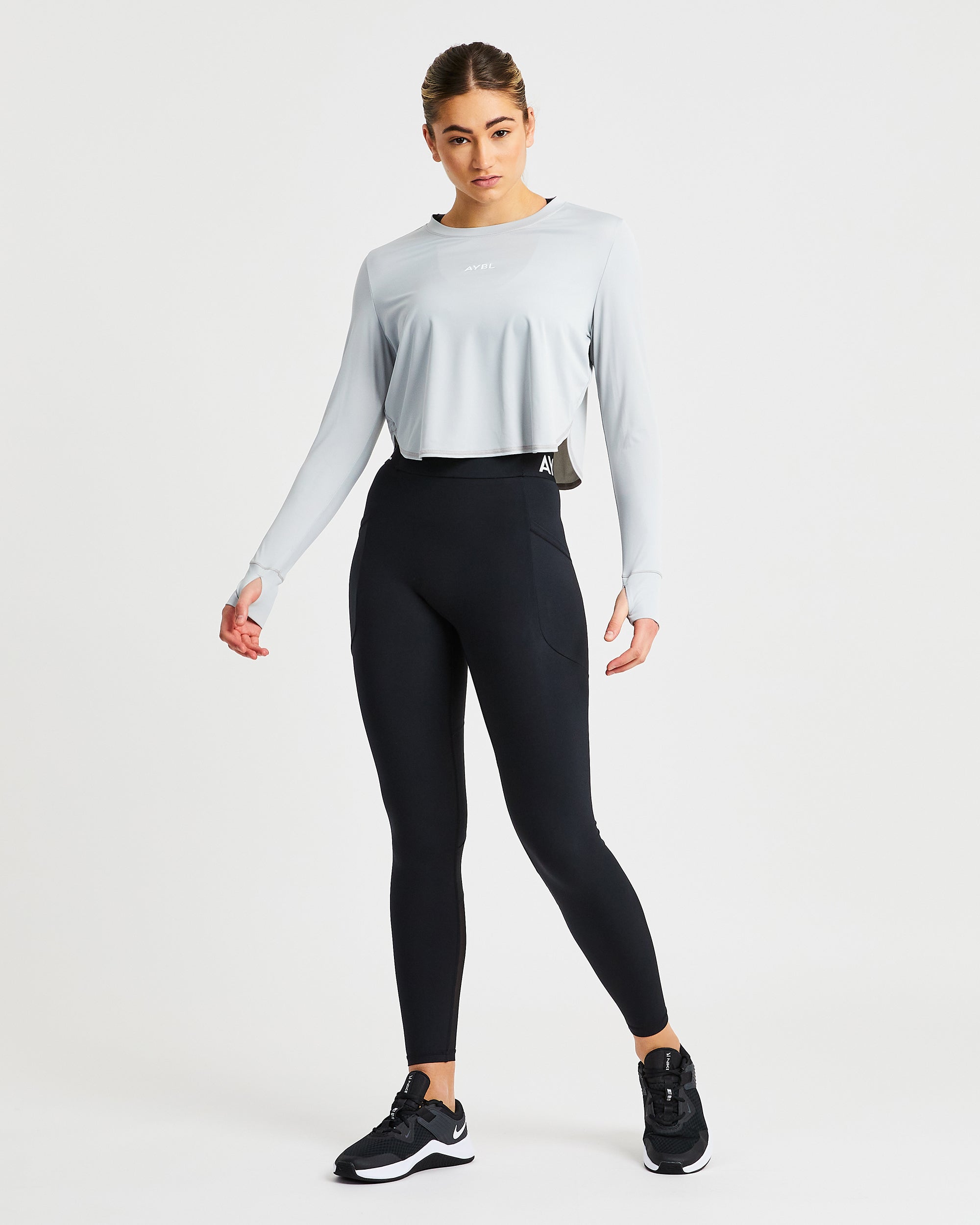 Define Long Sleeve Crop T - Grey