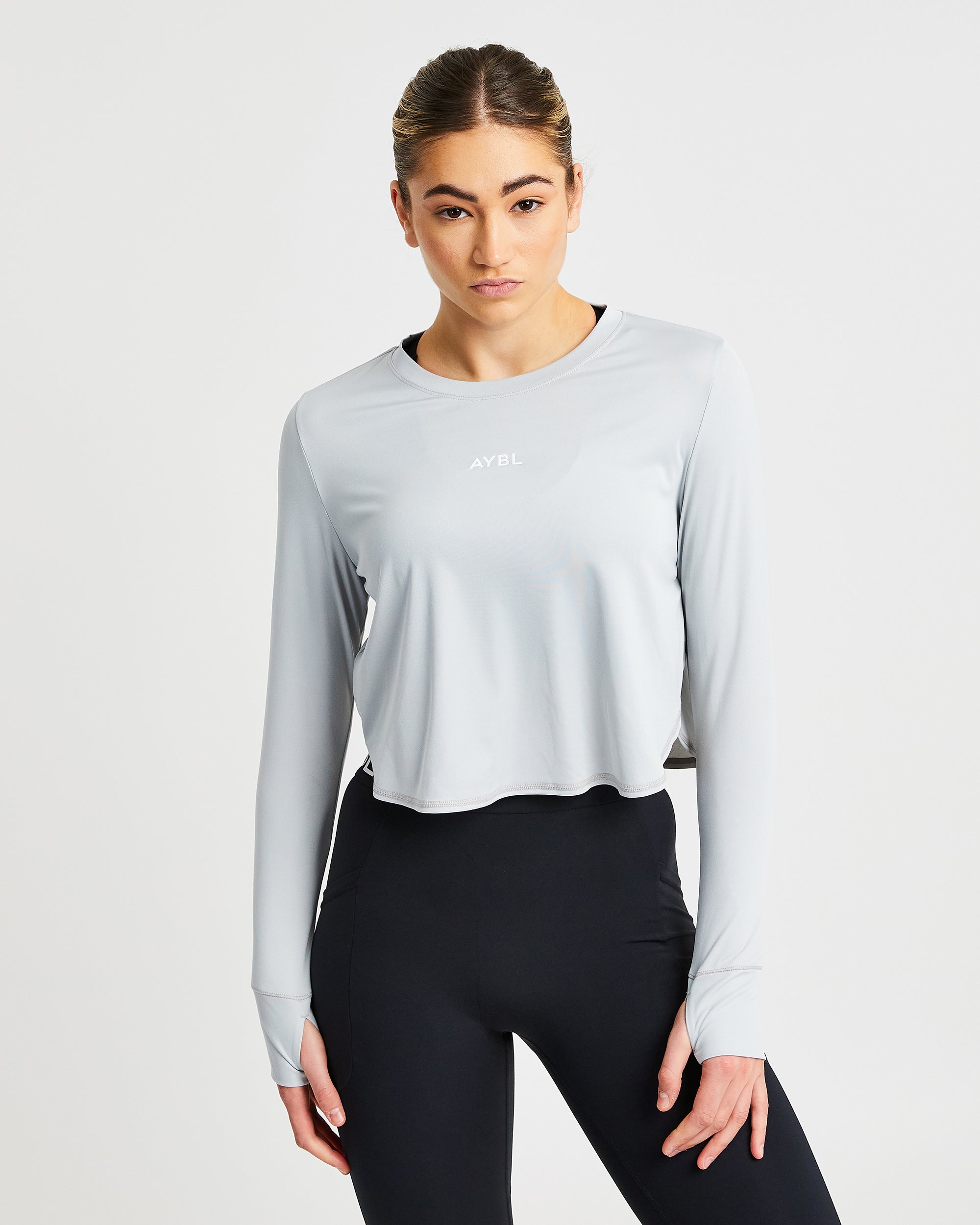 Define Long Sleeve Crop T - Grey