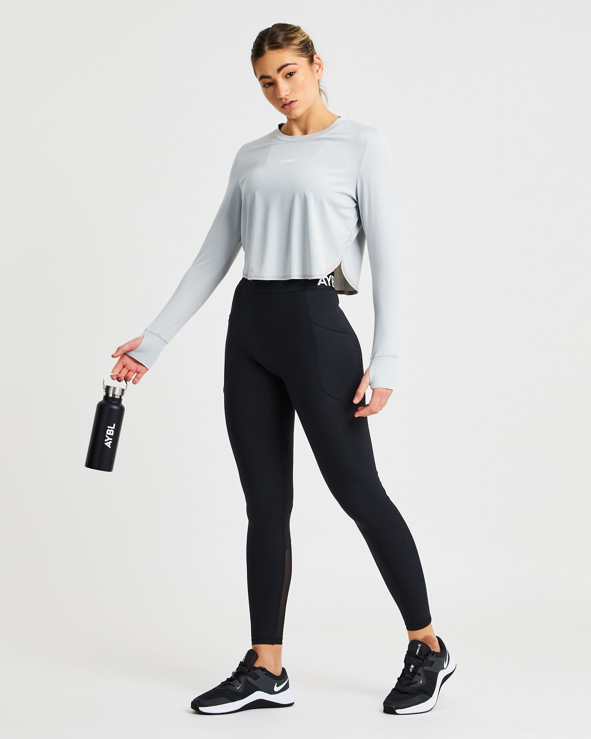 Define Long Sleeve Crop T - Grey