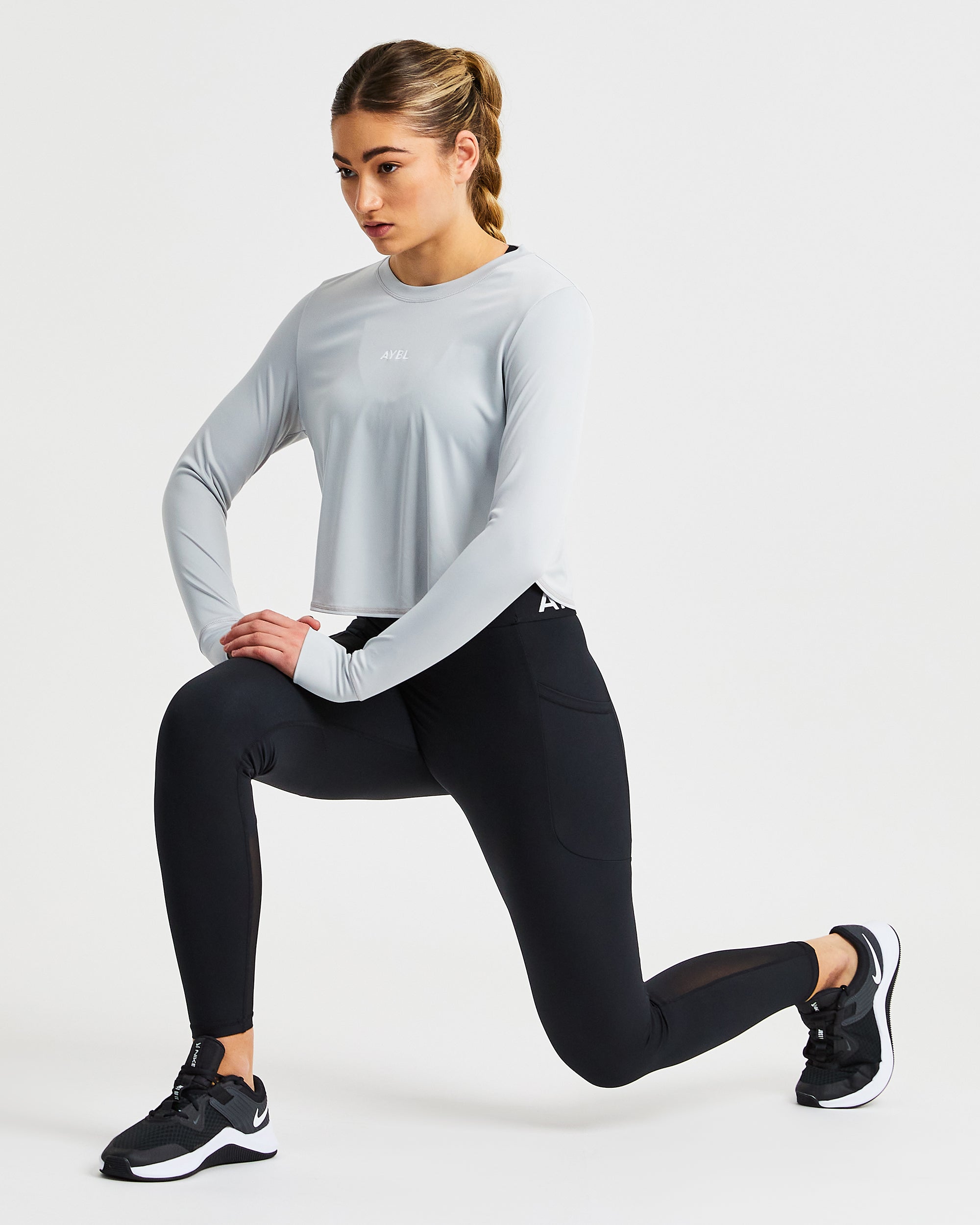 Define Long Sleeve Crop T - Grey
