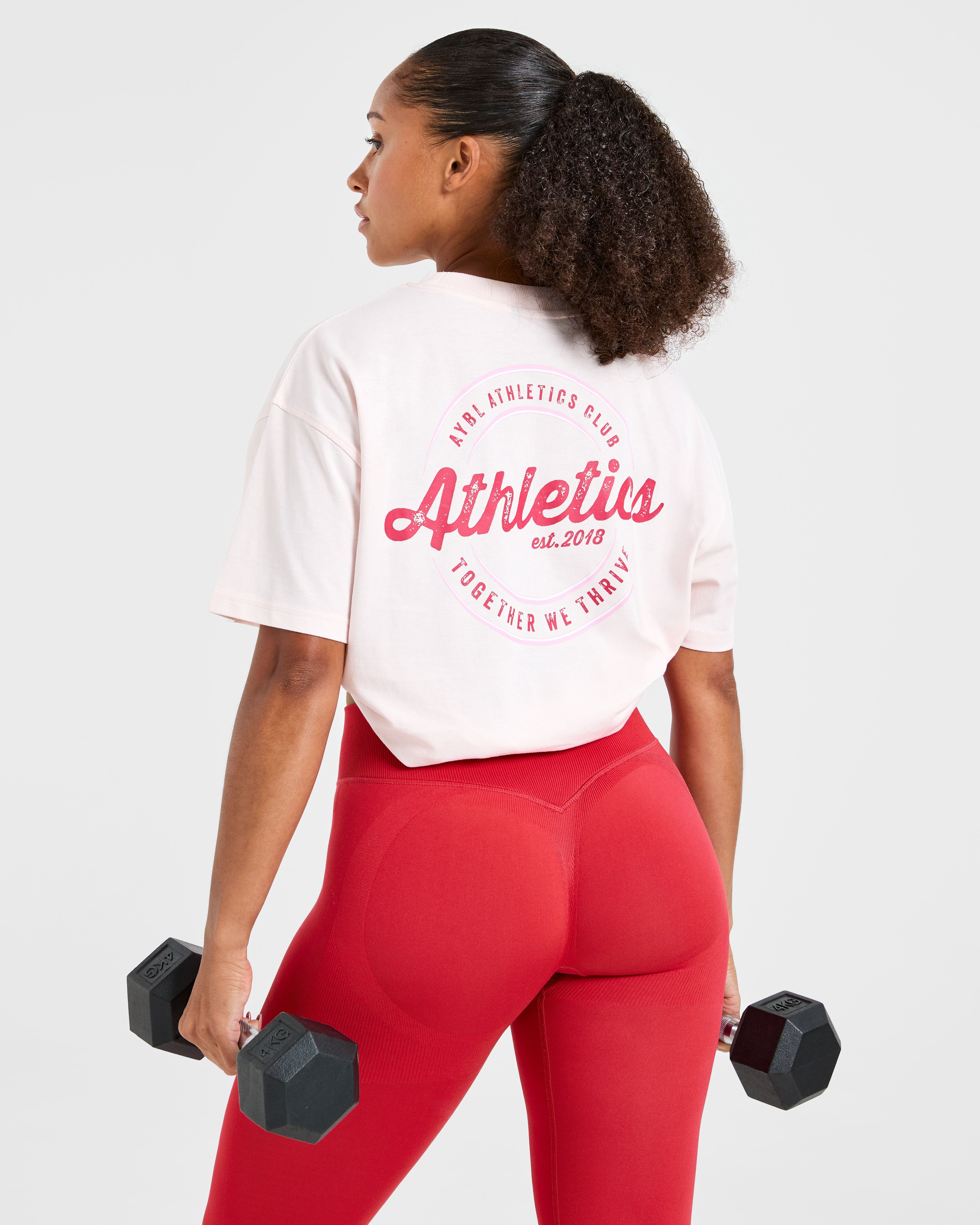 Retro Athletics Club Oversized T Shirt - Pink