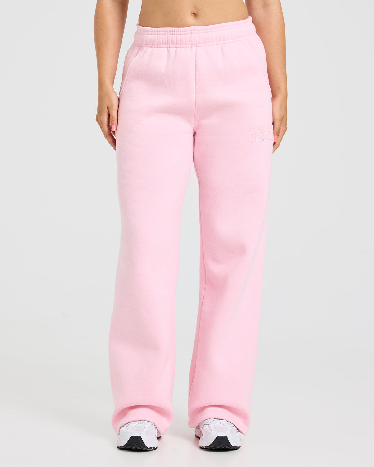 Varsity Applique Oversized Straight Leg Joggers - Baby Pink