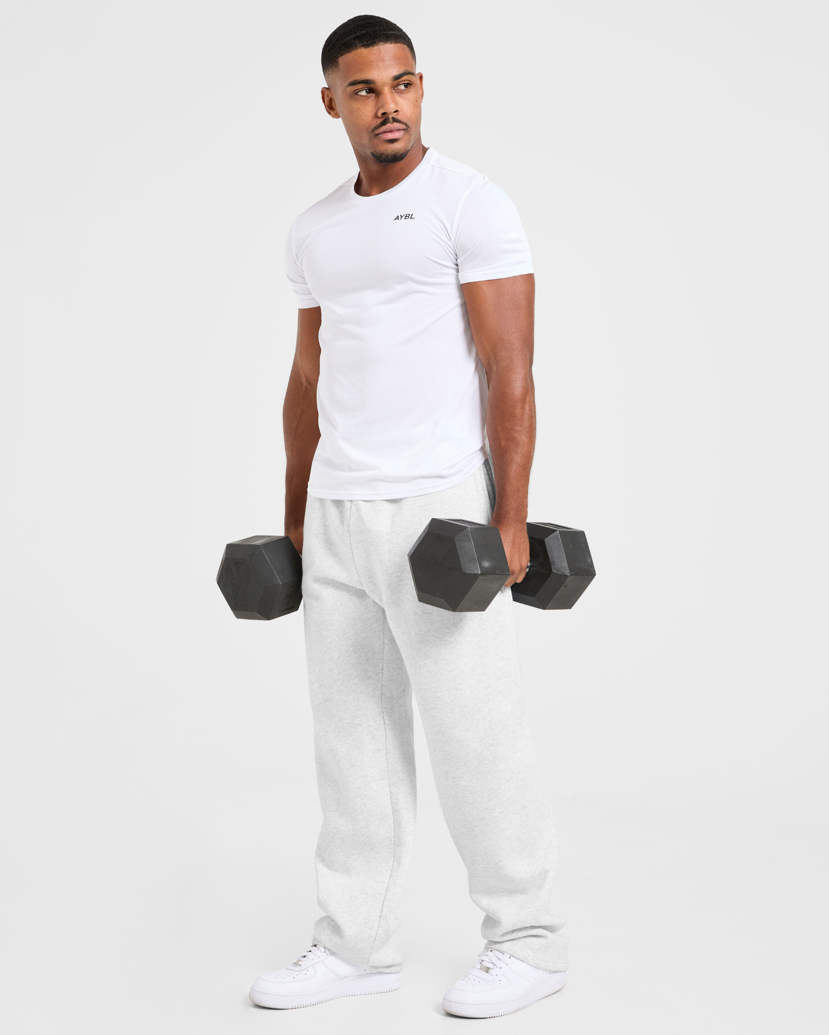 Essential Oversized Straight Leg Joggers - Grey Marl